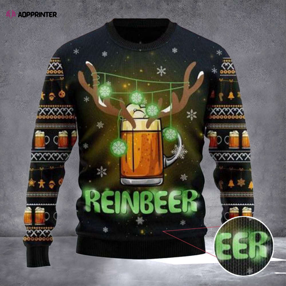 Reinbeer Awesome Ugly Christmas Sweater – Funny Alcohol Mens Xmas Gifts