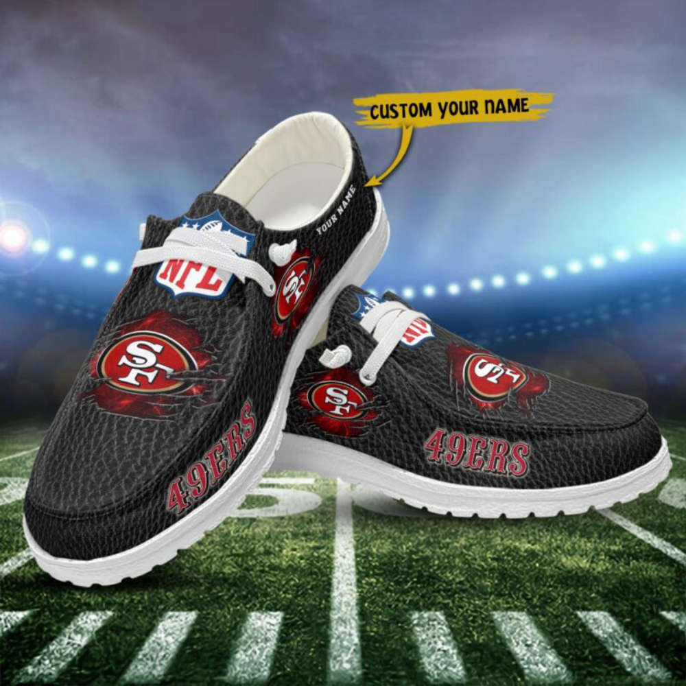 San Francisco 49ers NFL Personalized Hey Dude Sports Shoes – Custom Name Design Perfect Gift