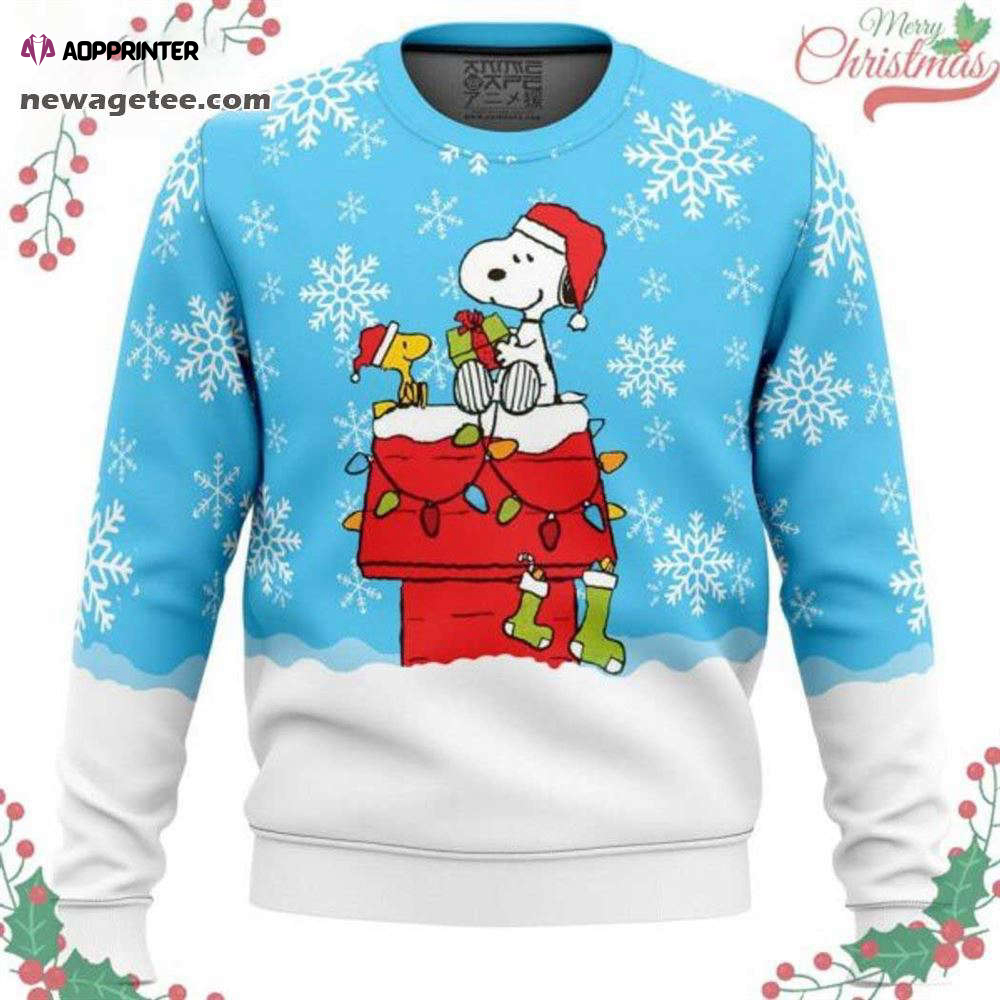 Snoopy Above Chimney Ugly Christmas Sweater