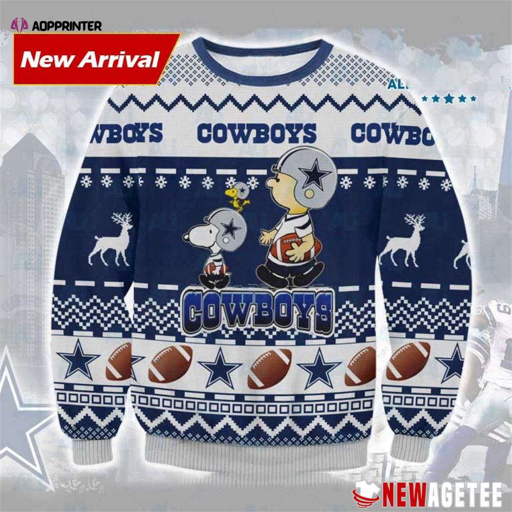 Snoopy Charlie Brown Dallas Cowboys Ugly Christmas Sweater