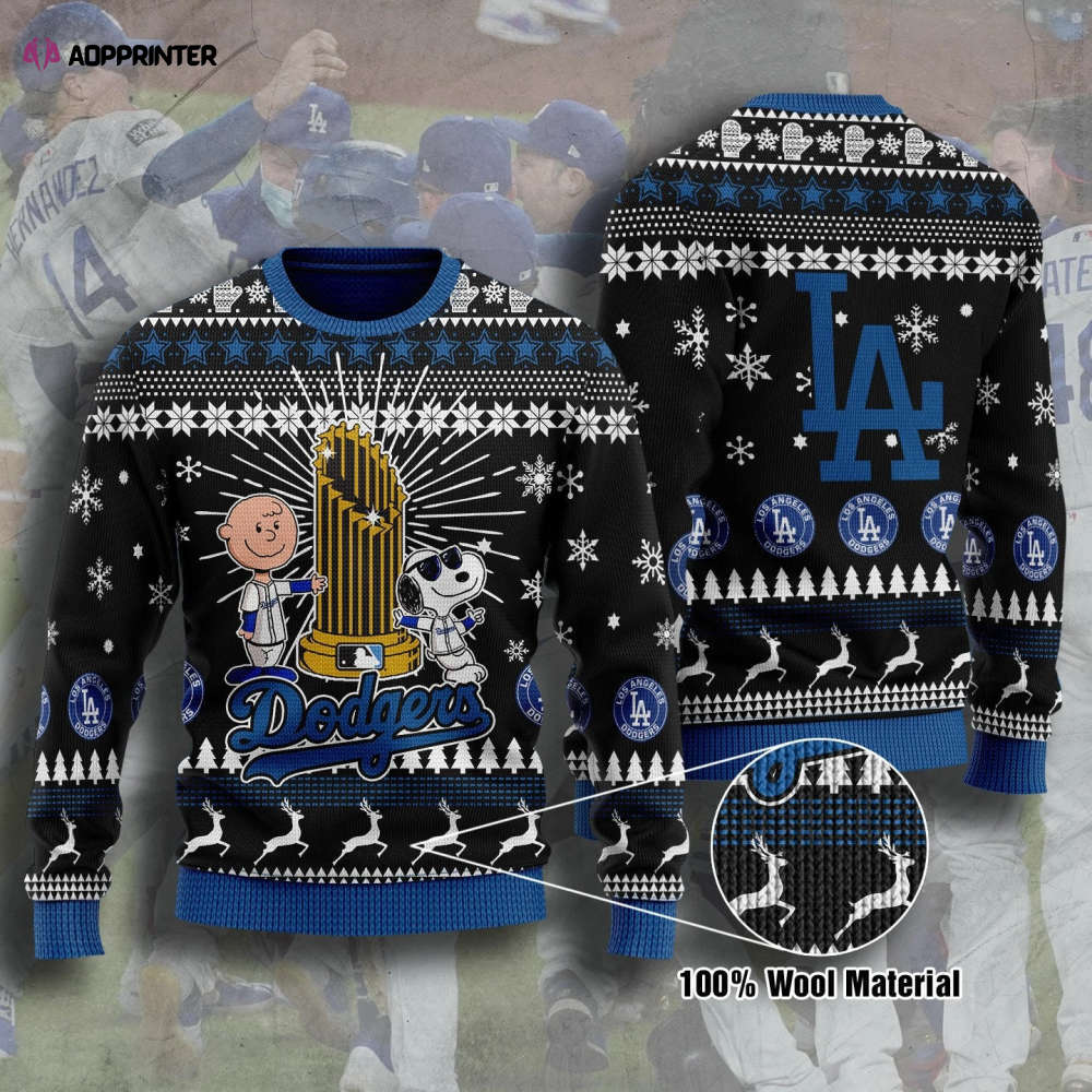 Snoopy Charlie Brown Dodgers Ugly Christmas Sweater