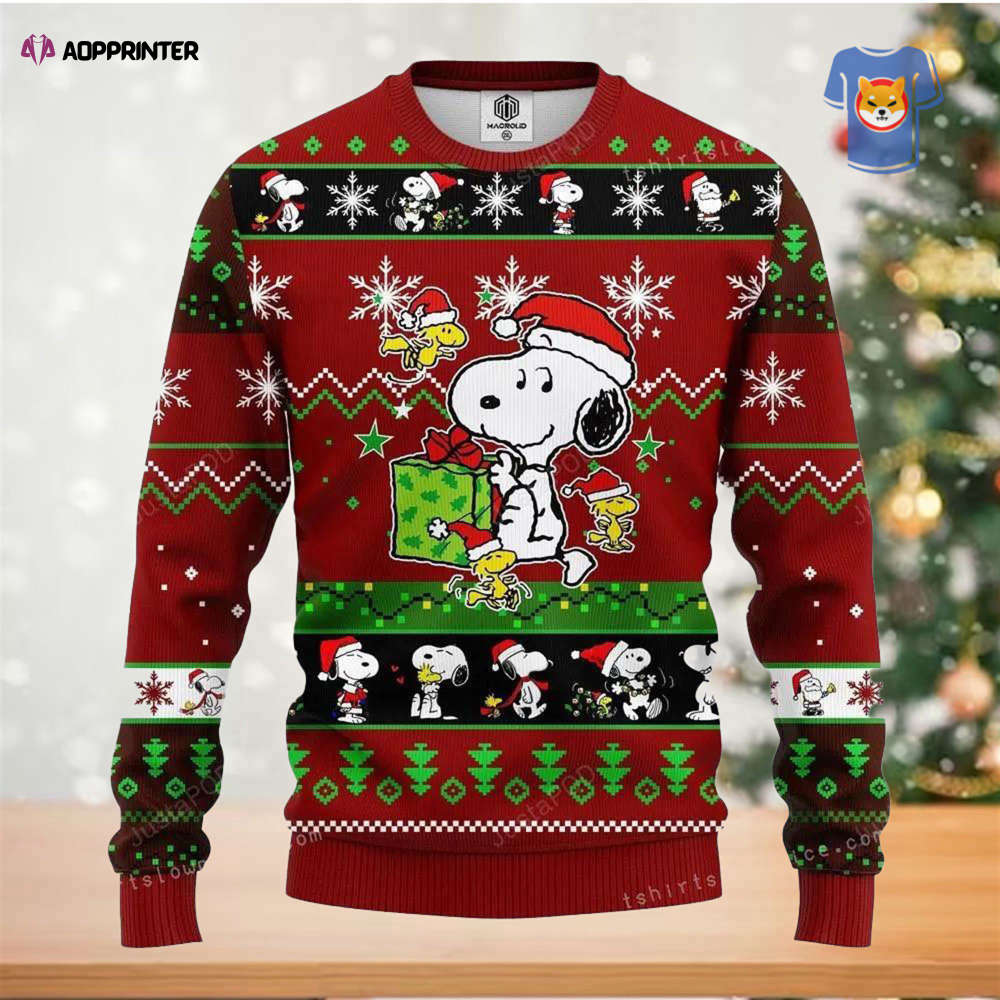 Snoopy Red Brown Ugly Christmas Sweater