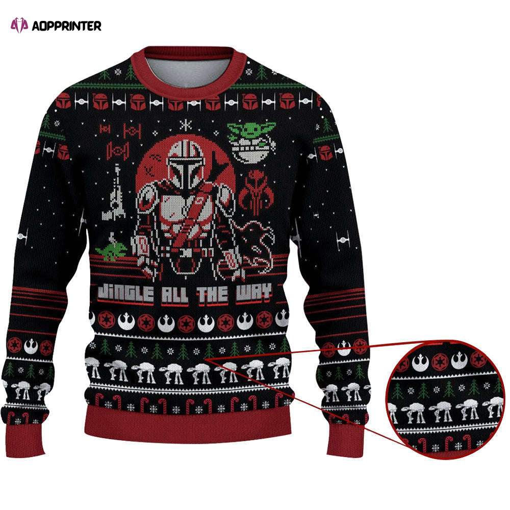 Star Wars Jingle All The Way Mandalorian Yoda Ugly Christmas Sweaters