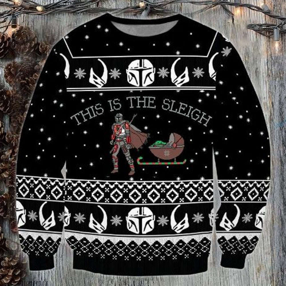 Star Wars This Is The Sleight Baby Yoda Black Ugly Christmas Sweaters