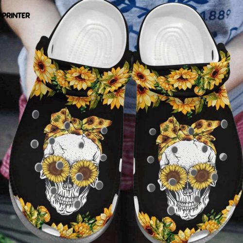 Sunflower Skull Crocs Crocband Clog