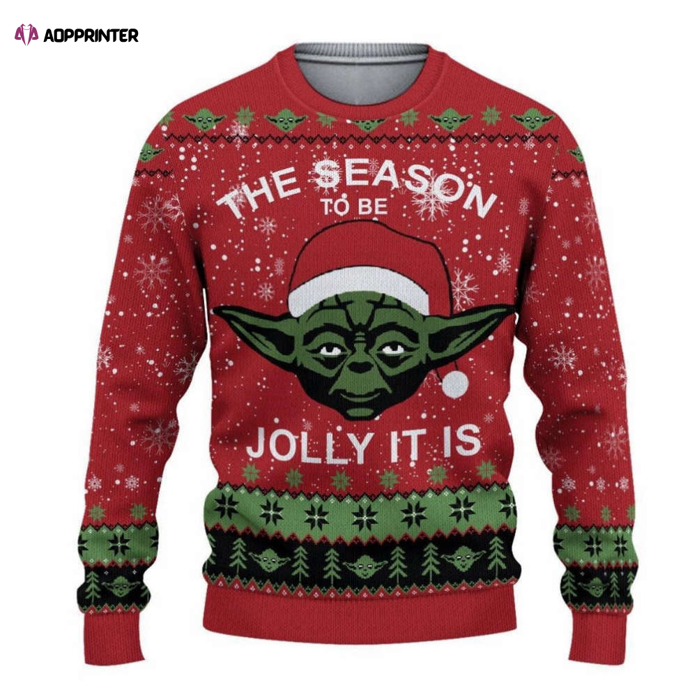 Tis The Season To Be Jolly Yodas Ugly Knitted Christmas Sweatshirt, Xmas Sweater, Christmas Sweater, Ugly Christmas Sweater