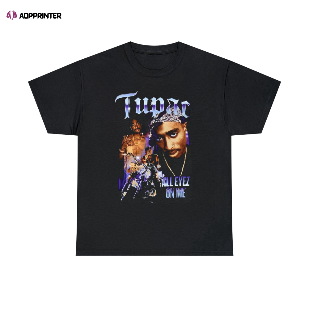 Tupac Shakur Retro T-Shirt: Vintage 90s Bootleg 2Pac Rapper Hip-Hop Shirt All Eyes On Me