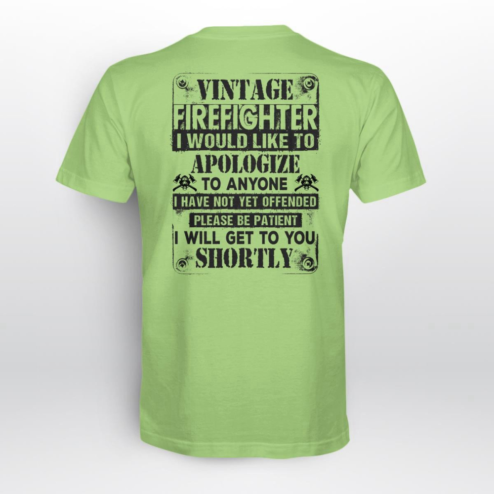 Vintage Firefighter  Lime Firefighter  T-Shirt, Gift For Men And Women