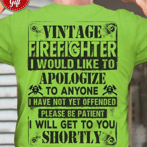 Vintage Firefighter  Lime Firefighter  T-Shirt, Gift For Men And Women