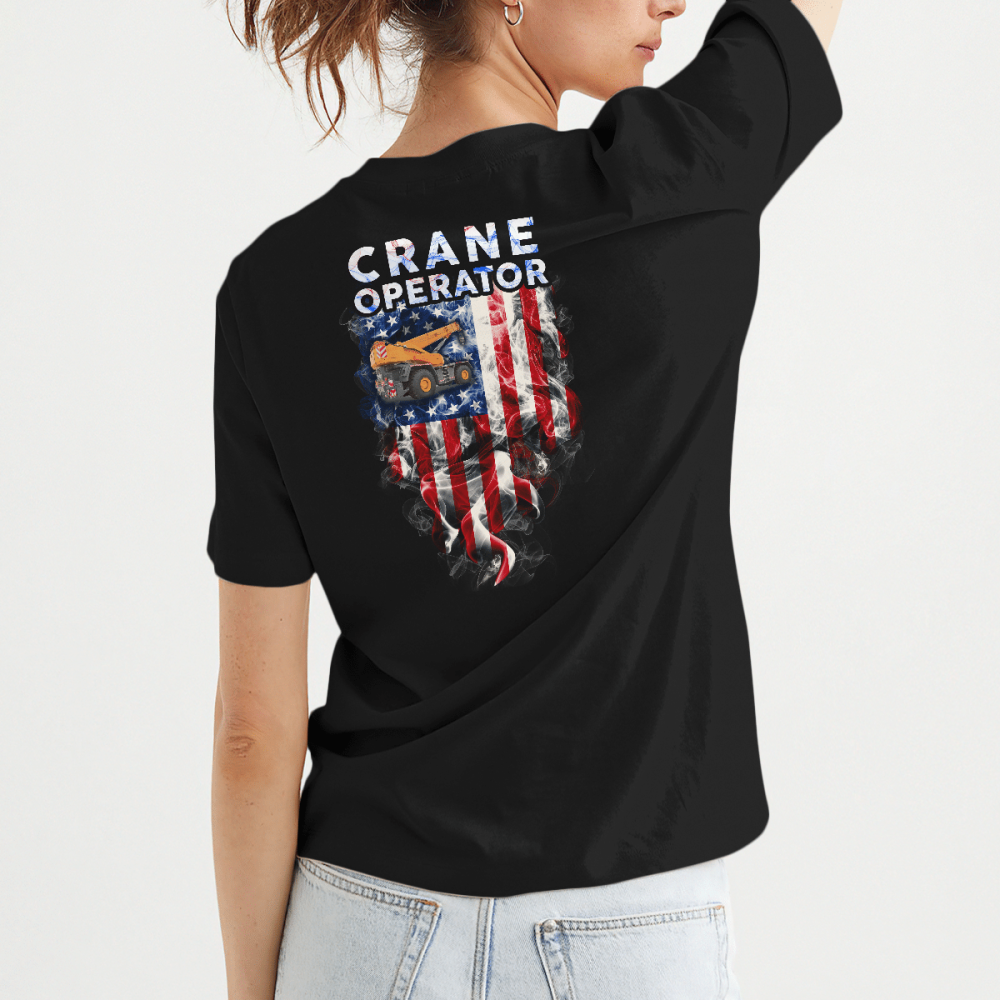 Proud American Crane Operator  Navy Blue    T-Shirt, Best Gift For Men And Women