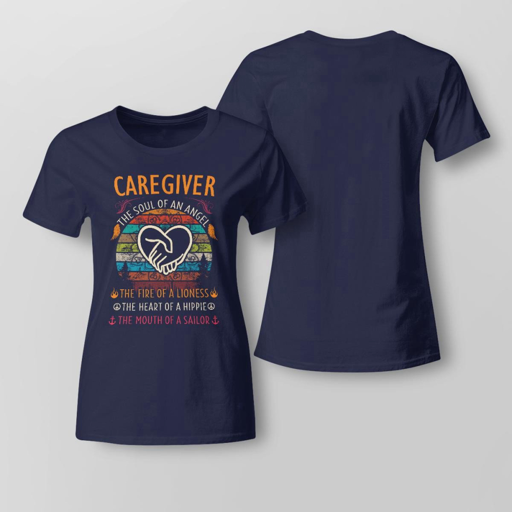 Caregiver The Soul of an Angel   Navy Blue    T-Shirt, Best Gift For Men And Women