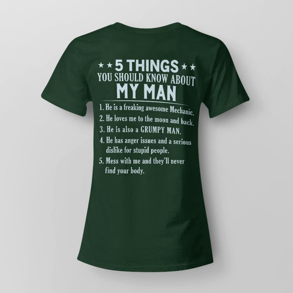 5 Things You Should know about My Man Black Mechanic  T-Shirt, For Men And Women