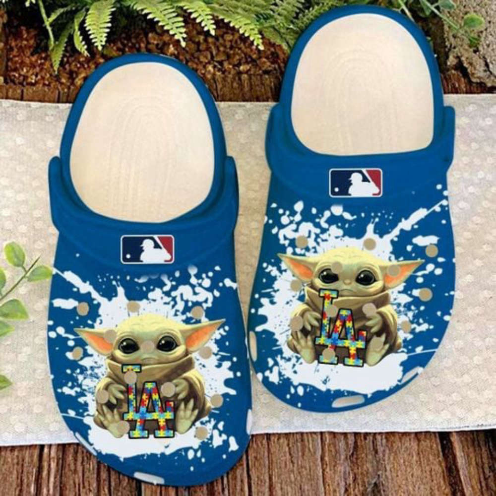 Baby Yoda Los Angeles Dodgers Crocs Classic Clogs Shoes In BlueFor Men Women And Kid