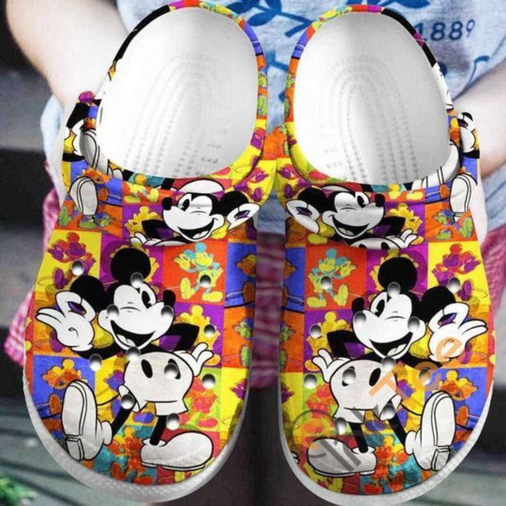 Colorful Mickey Mouse Cartoon Crocs Crocband Shoes Clogs Custom Name For Men Women And Kids
