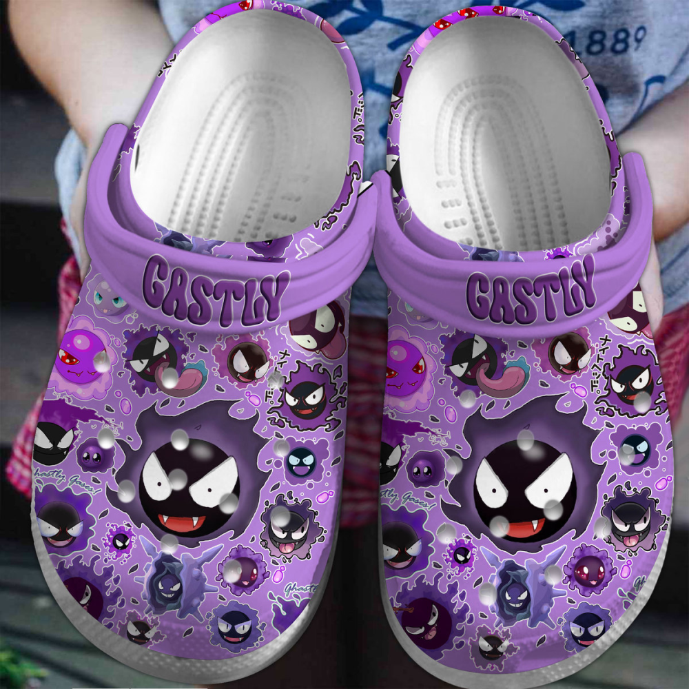 Pokemon Gastly Cartoon Crocs Crocband Clogs Shoes Comfortable For Men Women And Kids