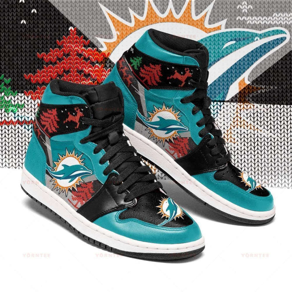 Christmas Miami Dolphins Nfl Air Jordan Sneakers Team Custom Design Shoes Sport Eachstep Gift For Fans