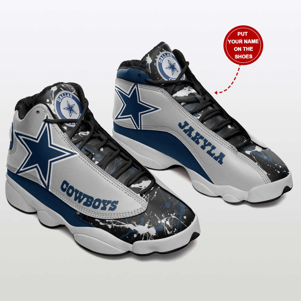 Dallas Cowboys Custom Name Air Jordan 13 Sneakers, Best Gift For Men And Women