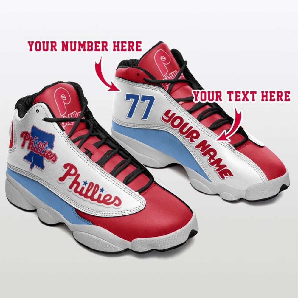 MLB Philadelphia Phillies Custom Name Number Air Jordan 13 Shoes, Best Gift For Men And Women