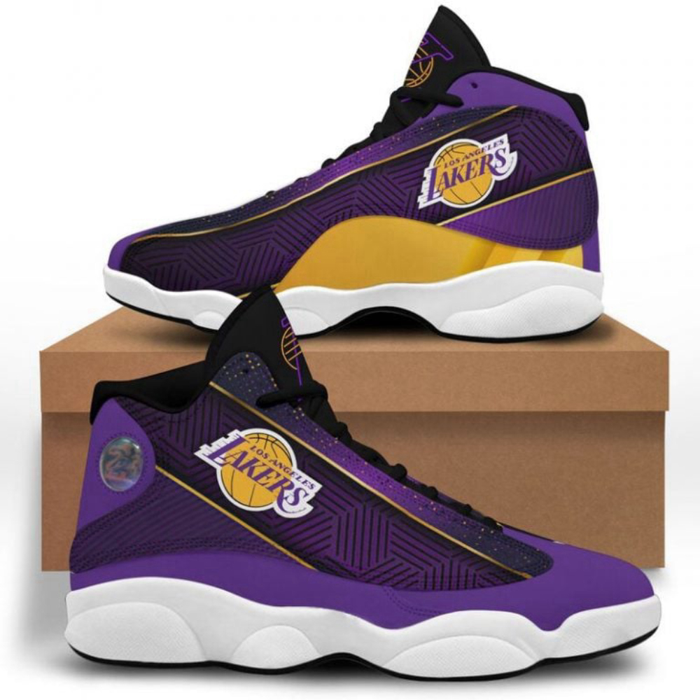 NBA Los Angeles Lakers Purple Black Air Jordan  13 Shoes, Best Gift For Men And Women