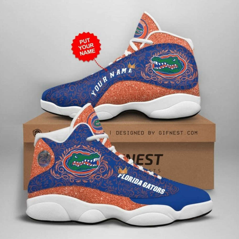 NCAA Florida Gators Custom Name Blue Orange Air Jordan 13 Shoes, Best Gift For Men And Women