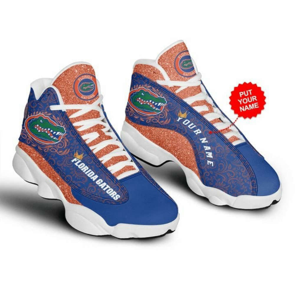NCAA Florida Gators Custom Name Blue Orange Air Jordan 13 Shoes, Best Gift For Men And Women