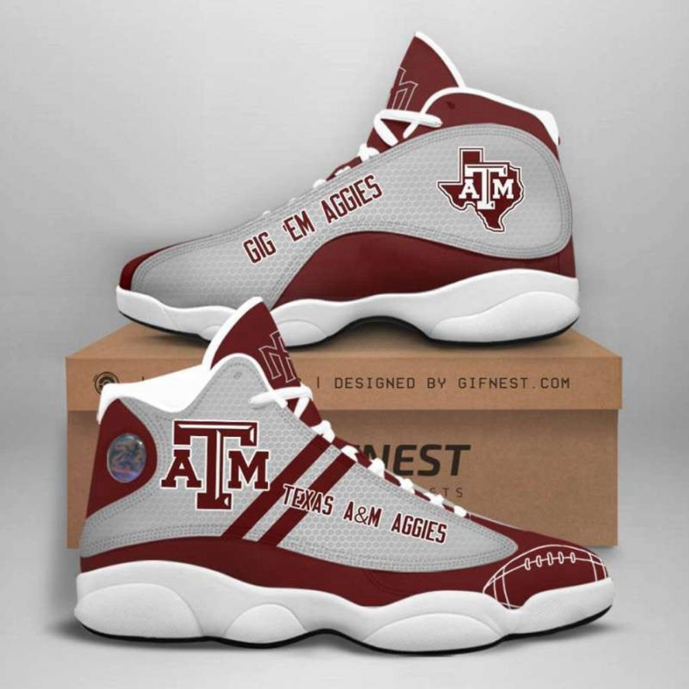 NCAA Texas A&M Aggies Maroon Grey Air Jordan 13 Shoes, Best Gift For Men And Women