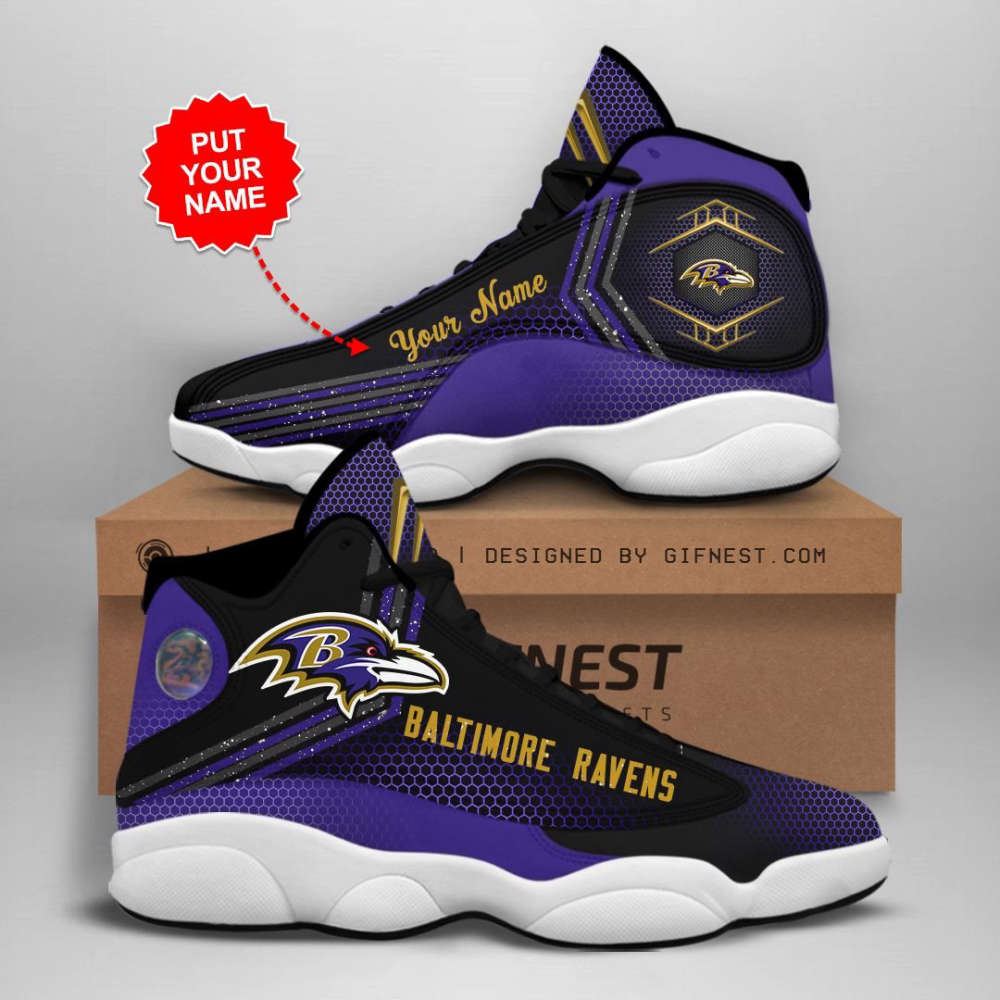 NFL Baltimore Ravens Custom Name Air Jordan 13 Shoes, Best Gift For Men And Women