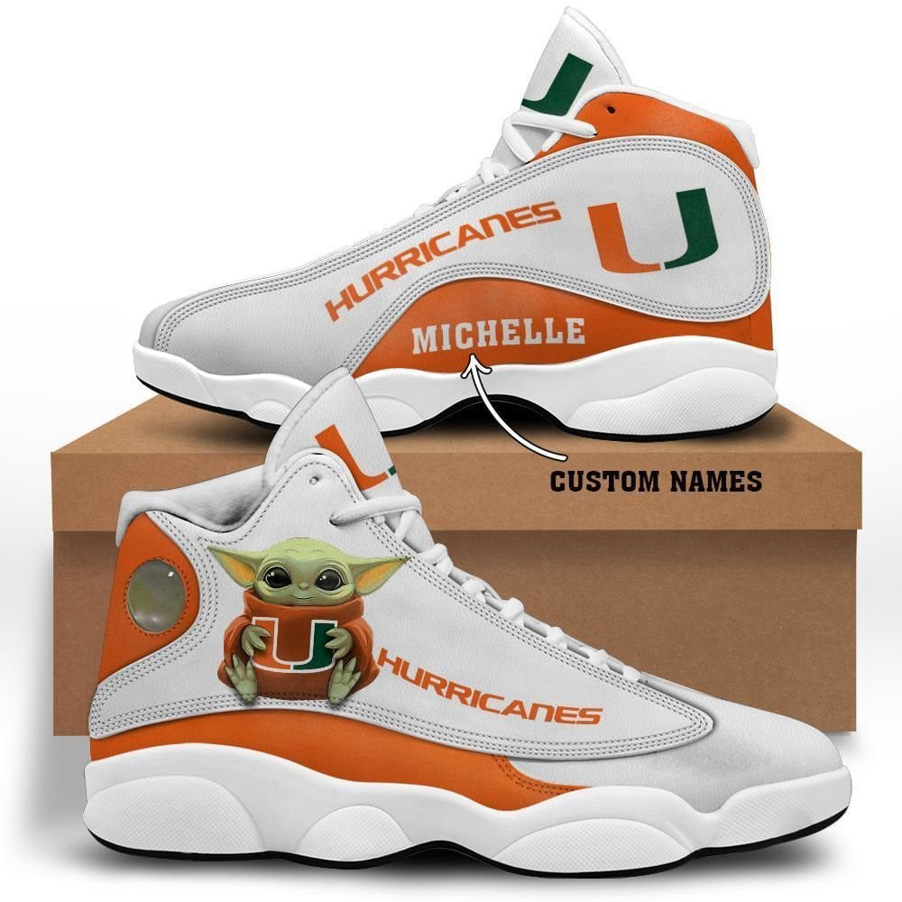 NCAA Miami Hurricanes Custom Name Air Jordan 13 Shoes, Best Gift For Men And Women