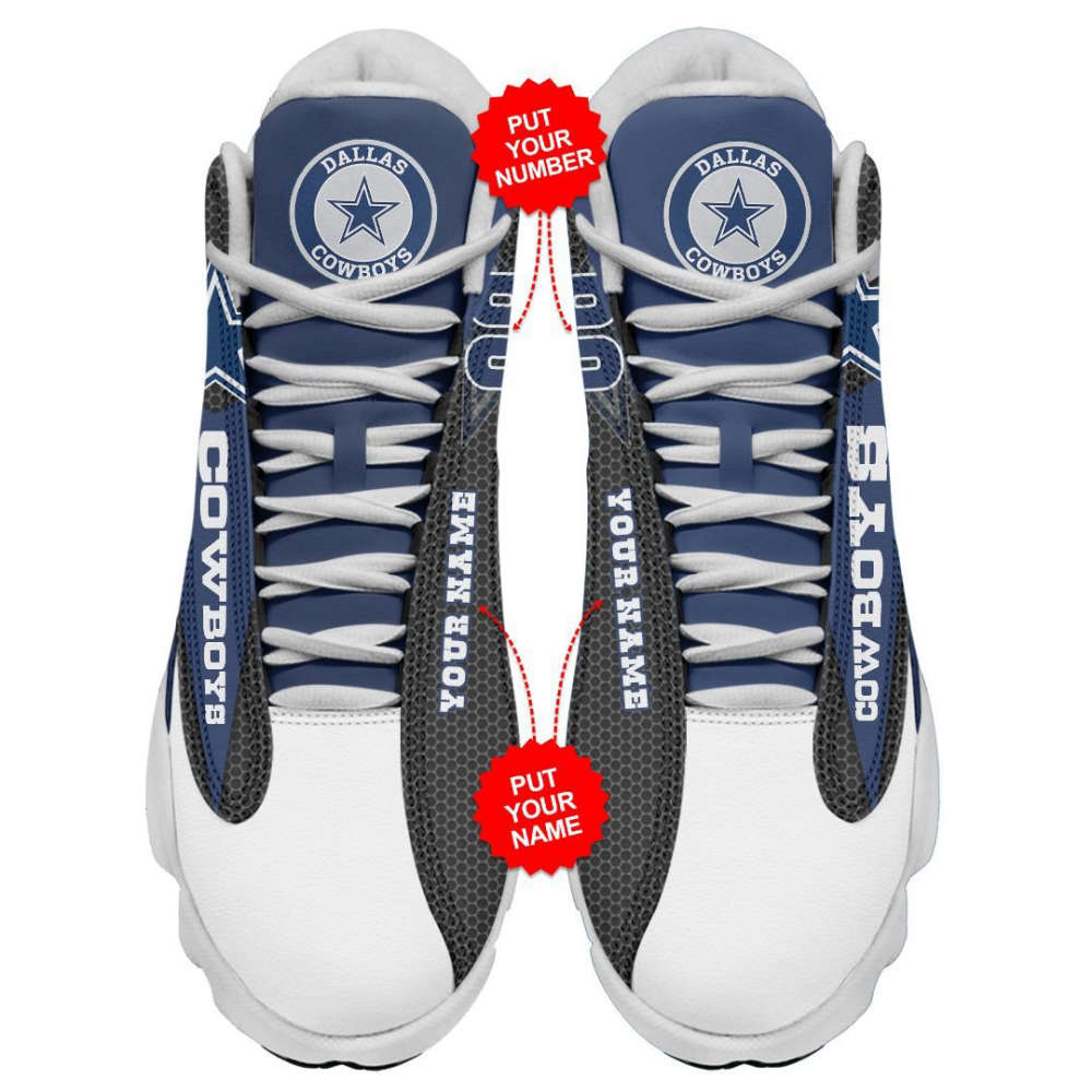 NFL Dallas Cowboys Custom Name Number Air Jordan 13 Shoes, Best Gift For Men And Women