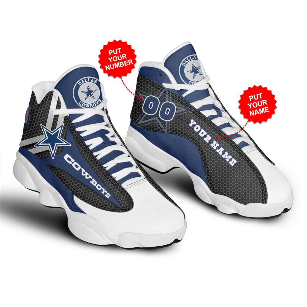 NFL Dallas Cowboys Custom Name Number Air Jordan 13 Shoes, Best Gift For Men And Women