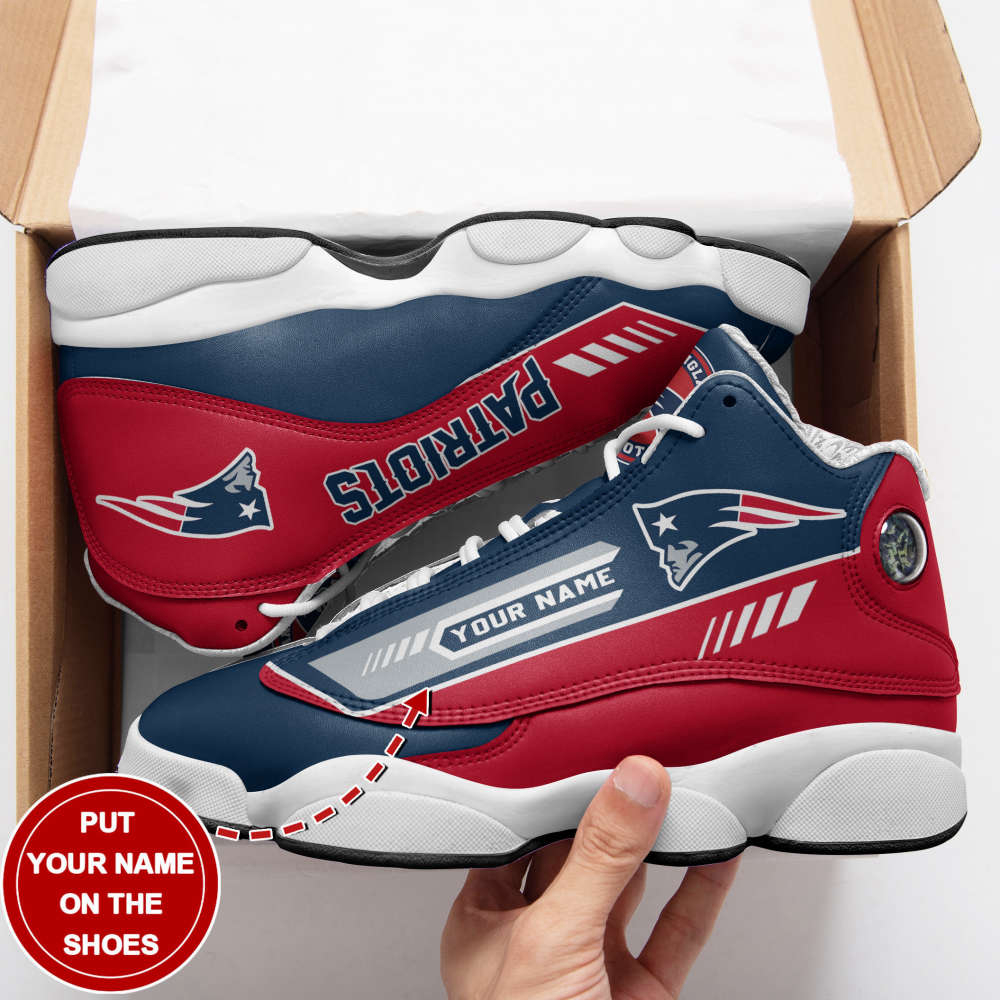 New England Patriots Custom Name Air Jordan 13 Sneakers, Gift For Men And Women