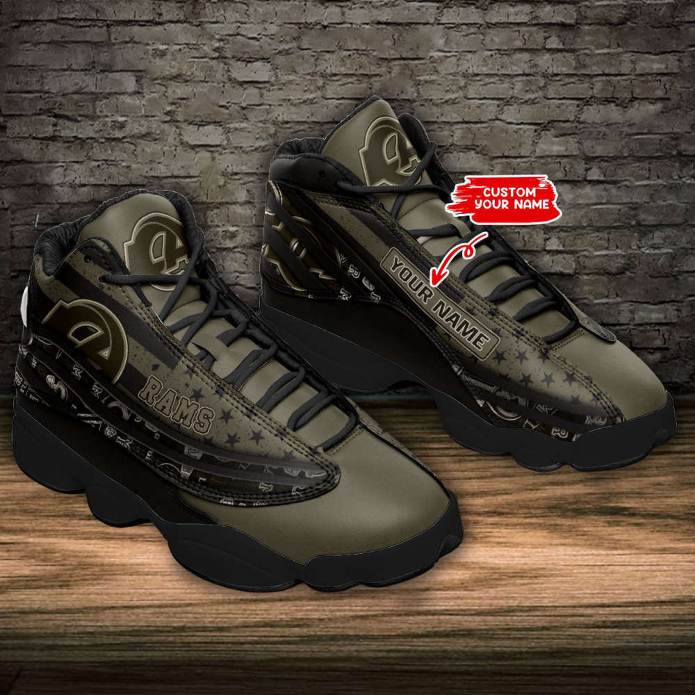Los Angeles Rams Custom Name Air Jordan 13 Sneakers, Best Gift For Men And Women