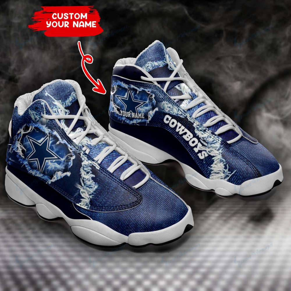 Dallas Cowboys Custom Name Air Jordan 13 Sneakers, Gift For Men And Women