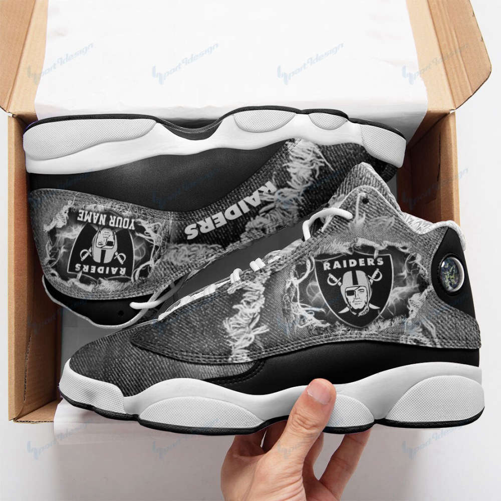 Las Vegas Raiders Custom Name Air Jordan 13 Sneakers, Gift For Men And Women