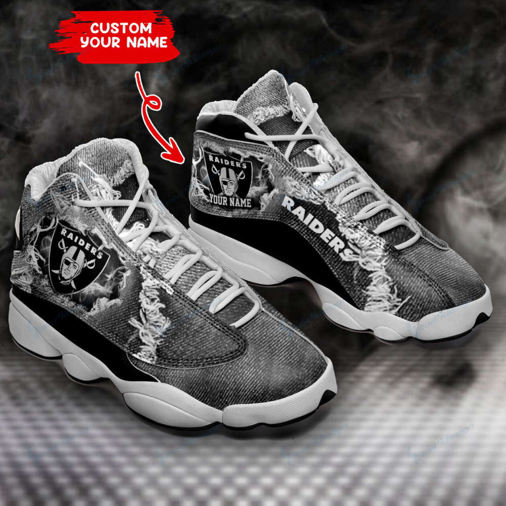 Las Vegas Raiders Custom Name Air Jordan 13 Sneakers, Gift For Men And Women