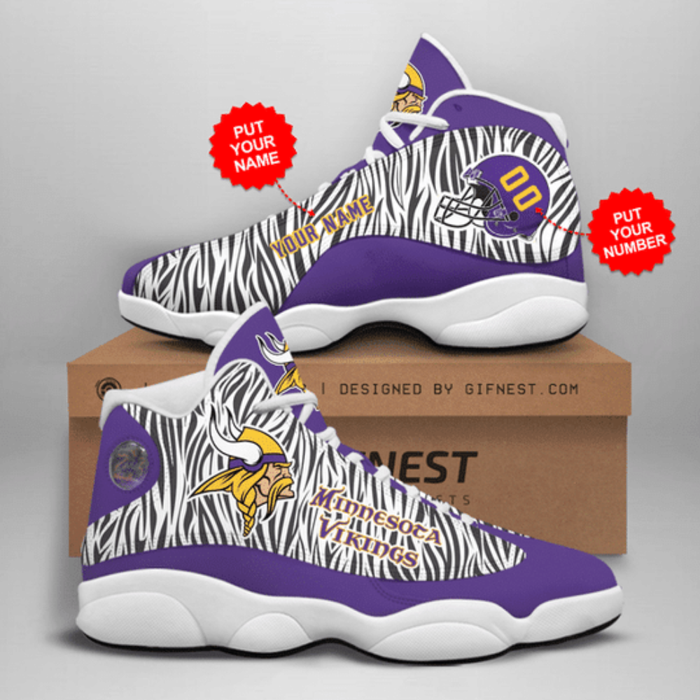 Minnesota Vikings Custom Name Air Jordan 13 Sneakers, Gift For Men And Women
