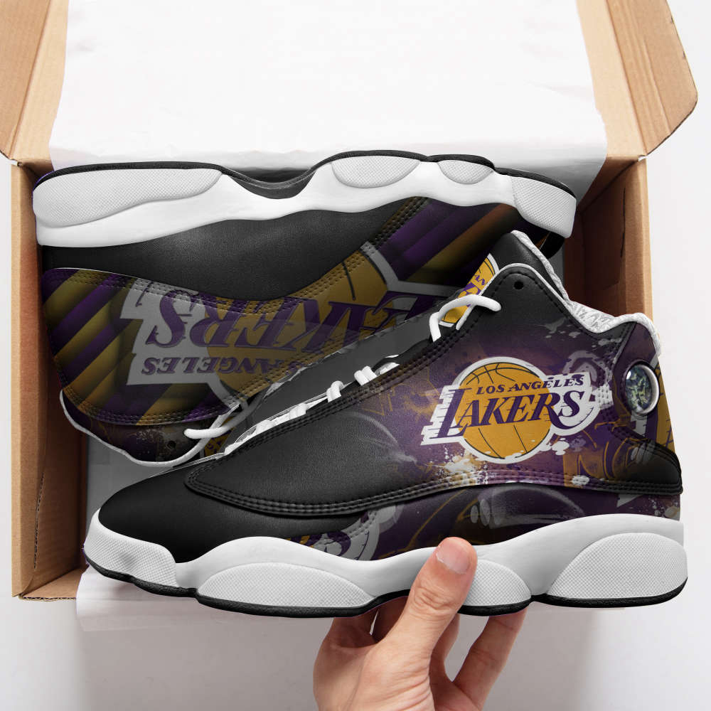Los Angeles Lakers Custom Name Air Jordan 13 Sneakers, Gift For Men And Women