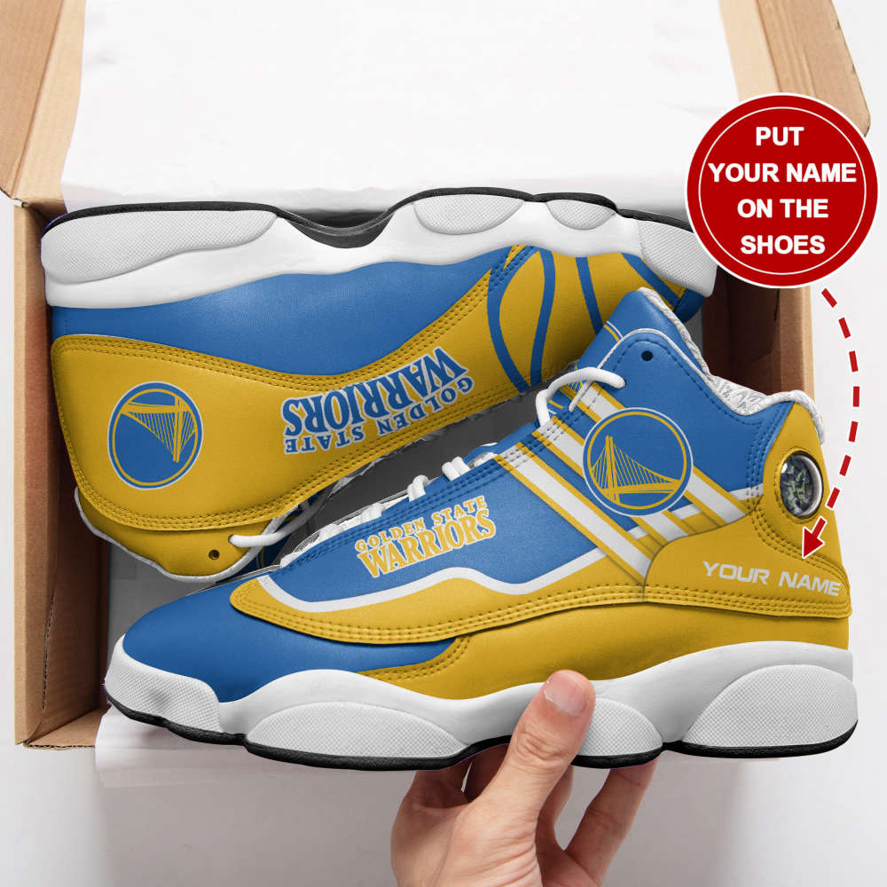 Golden State Warriors Custom Name Air Jordan 13 Sneakers. Best Gift For Men And Women