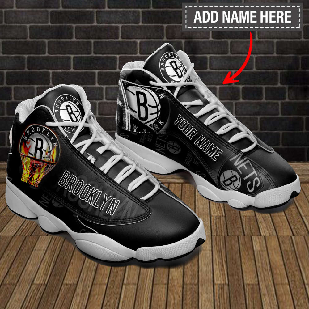 Brooklyn Nets Custom Name Air Jordan 13 Sneakers. Best Gift For Men And Women