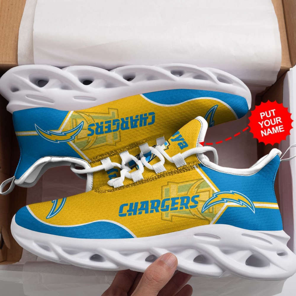 Personalized Name Los Angeles Chargers Max Soul Sneakers Running Sports Shoes For Men Women