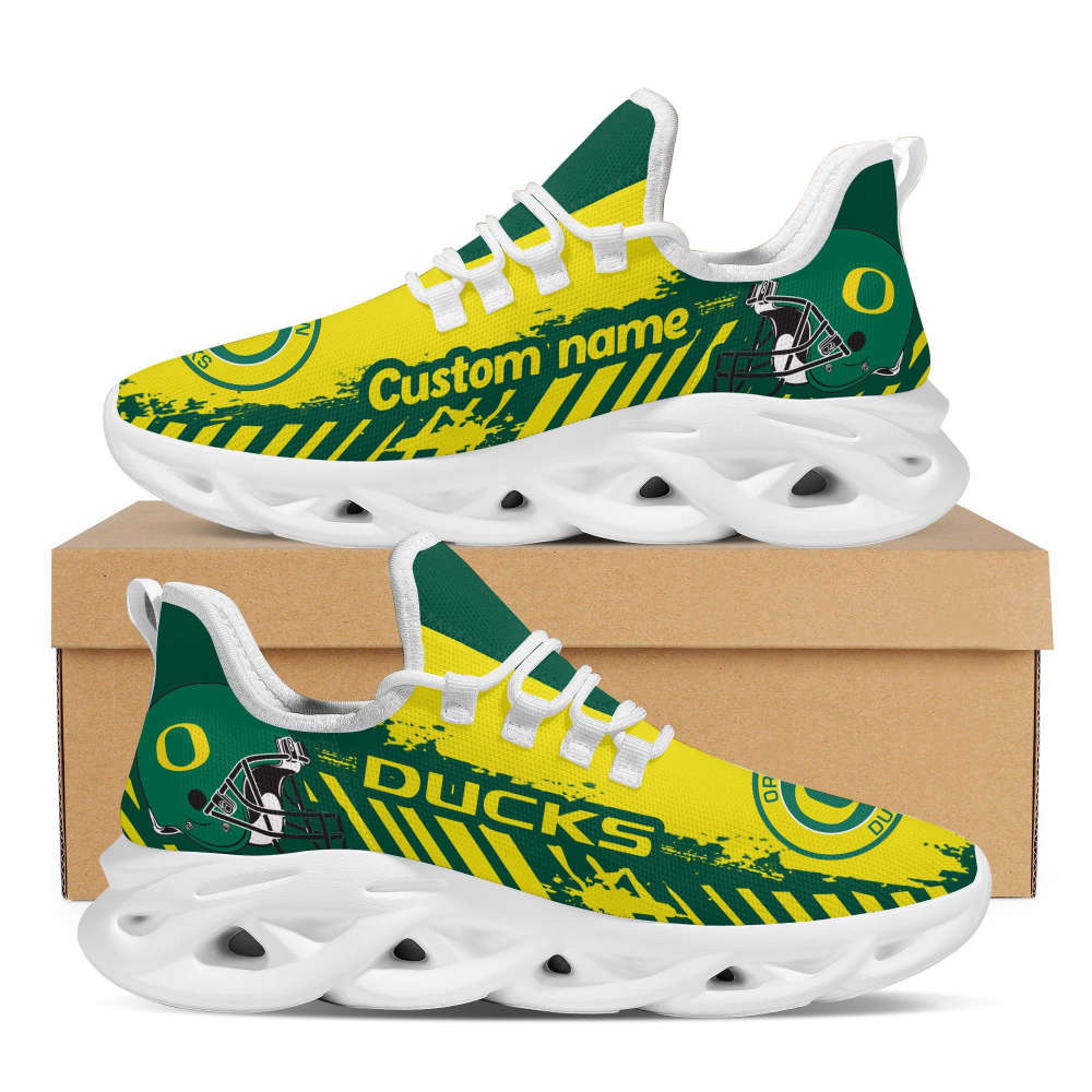 Personalized Name Oregon Ducks American Football Team Helmet Max Soul Sneakers Shoes For Men Women