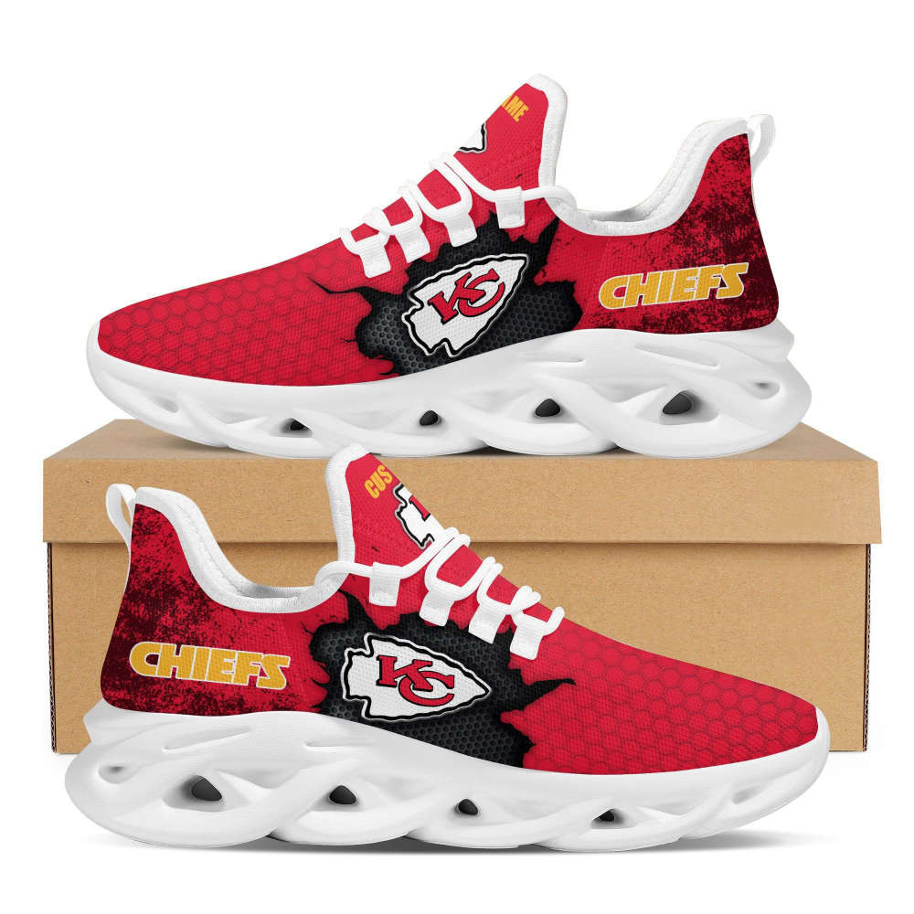 Personalized Name Kansas City Chiefs Cracked Design Trending Max Soul Clunky Sneaker Shoes For Men Women