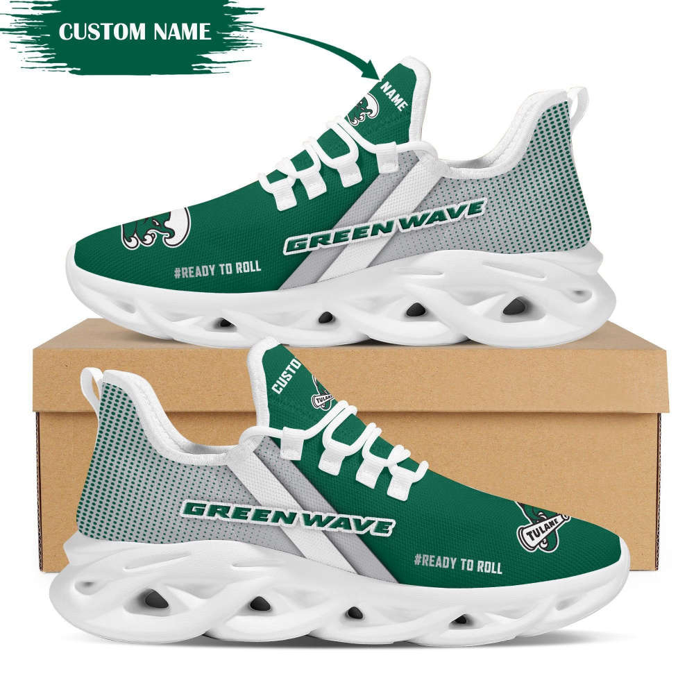 Personalized Name Tulane Green Wave Max Soul Sneakers Running Sports Shoes For Men Women