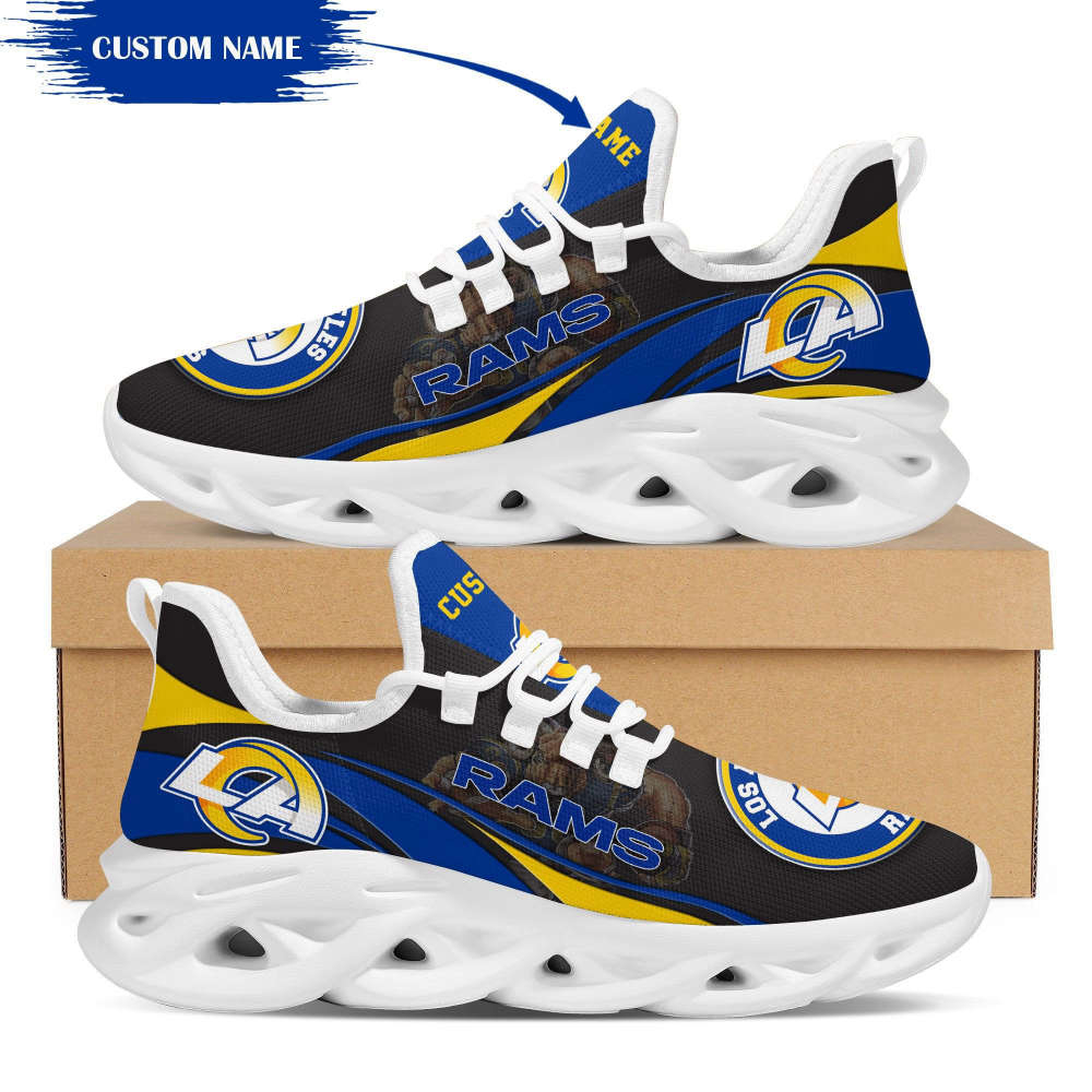 Los Angeles Rams Mascot Custom Name Max Soul Clunky Sneaker  Personalized Shoes For Men Women