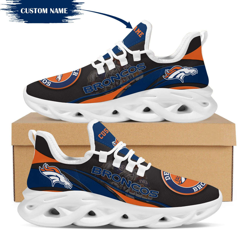 Denver Broncos Mascot Custom Name Max Soul Clunky Sneaker  Personalized Shoes For Men Women