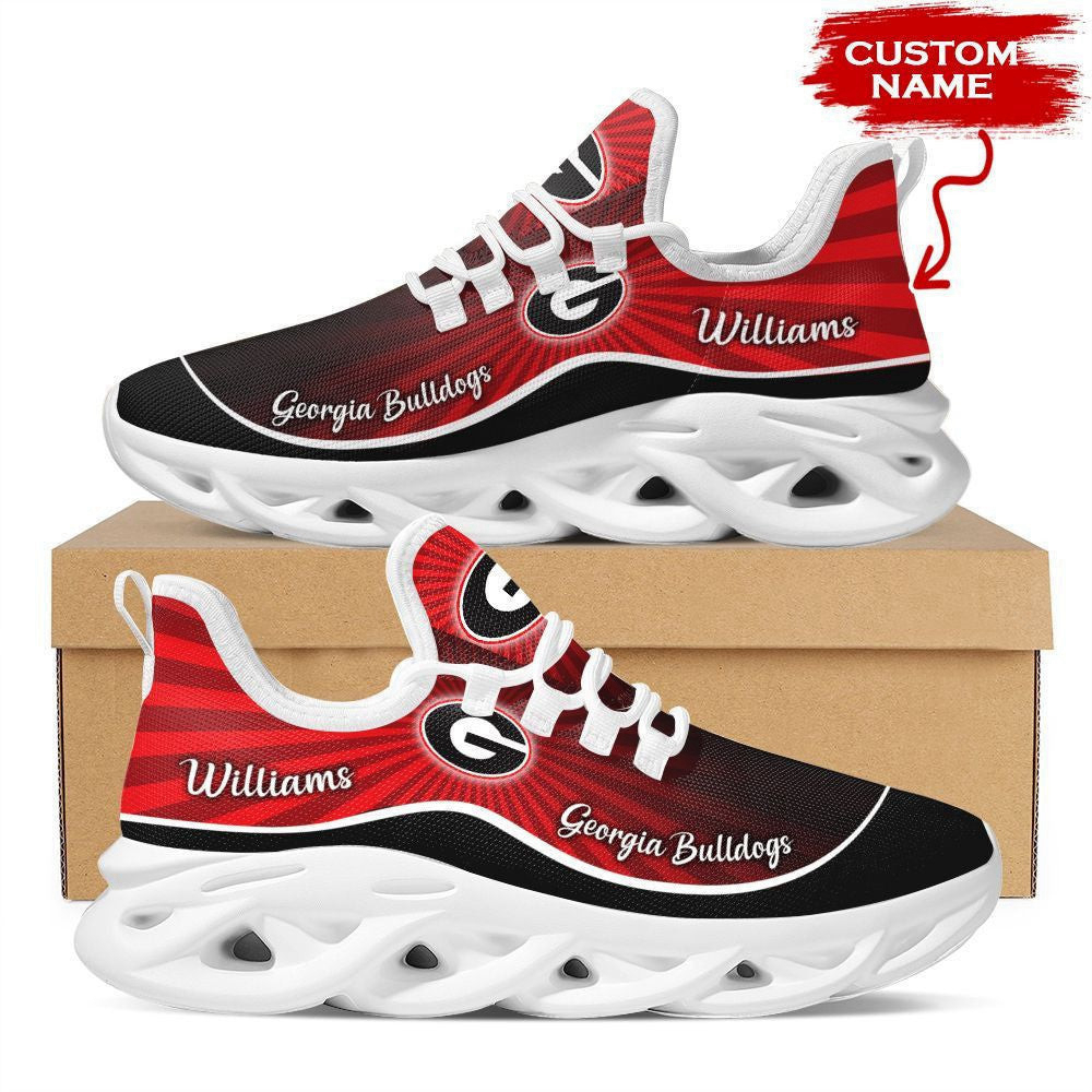 Georgia Bulldogs Logo Red Black Custom Name 3D Max Soul Sneaker Shoes   Personalized Shoes For Men Women