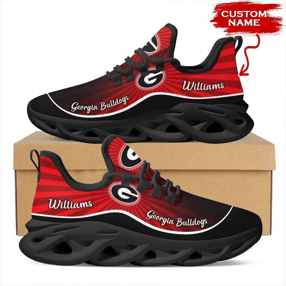 Georgia Bulldogs Logo Red Black Custom Name 3D Max Soul Sneaker Shoes   Personalized Shoes For Men Women