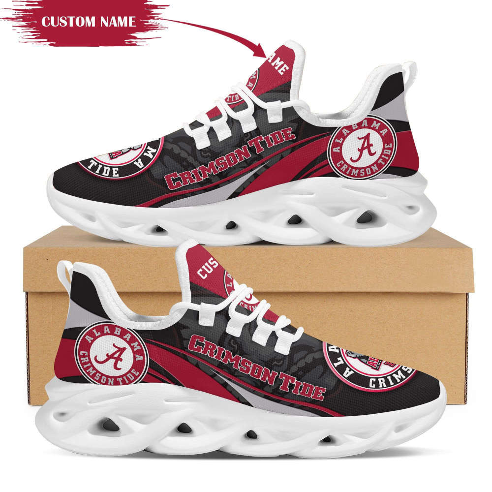 Personalized Name Alabama Crimson Tide Mascot Max Soul Sneakers Running Sports Shoes For Men