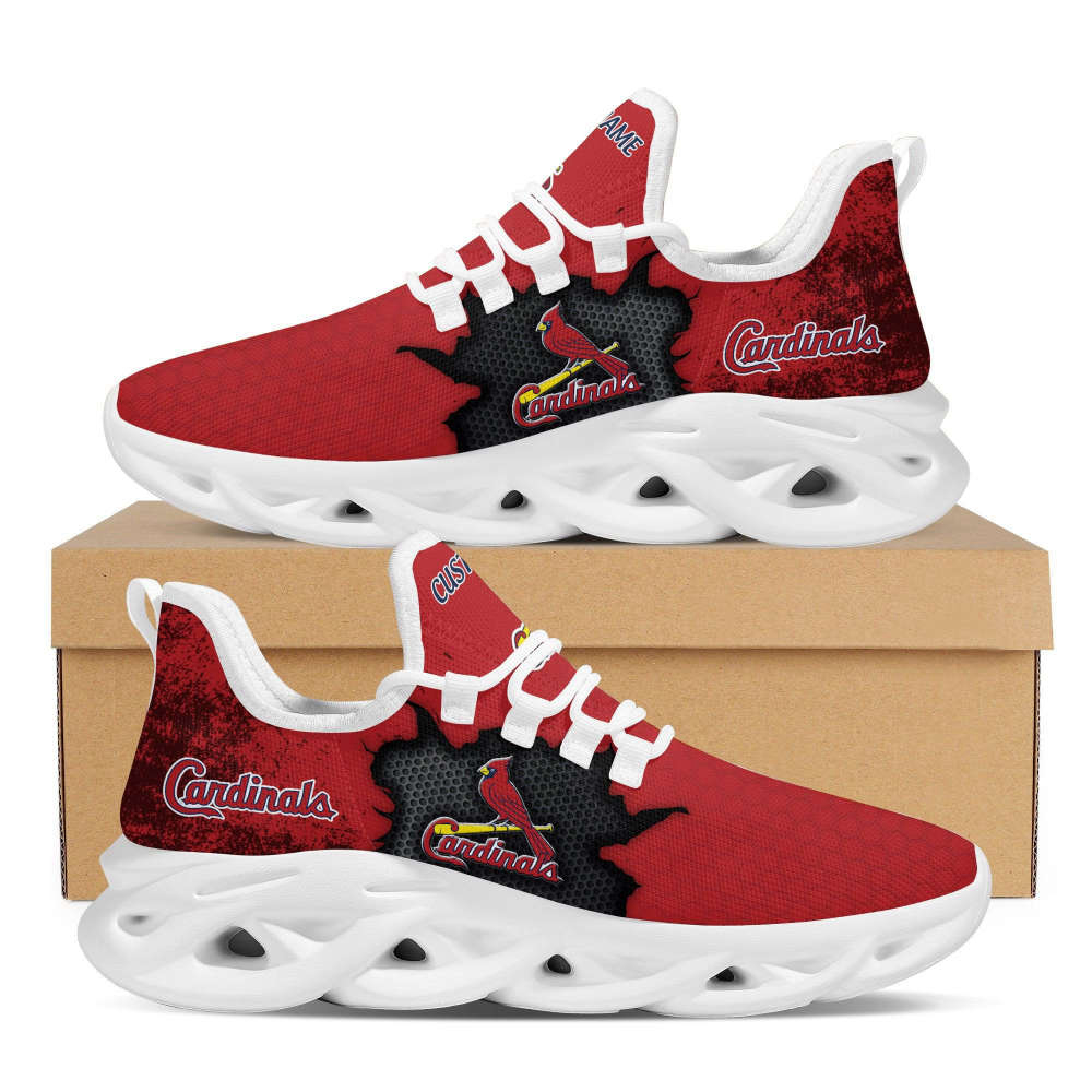 Personalized Name St Louis Cardinals Cracked Design Trending Max Soul Shoes For Men