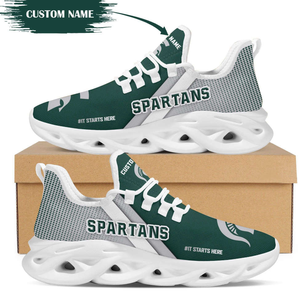 Personalized Name Michigan State Spartans Max Soul Sneakers Running Sports Shoes For Men Women